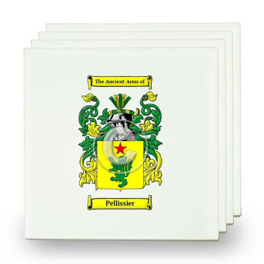 Pellissier Set of Four Small Tiles with Coat of Arms