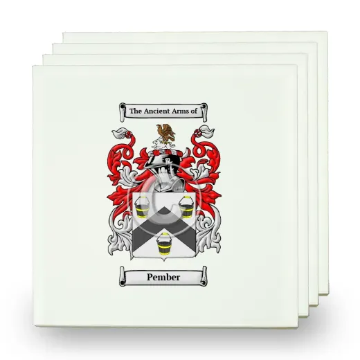 Pember Set of Four Small Tiles with Coat of Arms