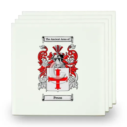 Pesos Set of Four Small Tiles with Coat of Arms