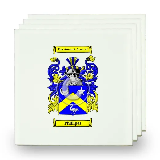 Phillipes Set of Four Small Tiles with Coat of Arms