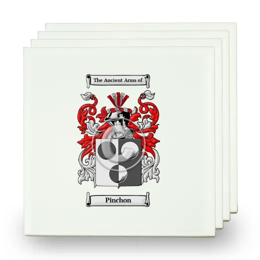 Pinchon Set of Four Small Tiles with Coat of Arms