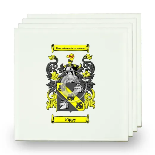 Pippy Set of Four Small Tiles with Coat of Arms