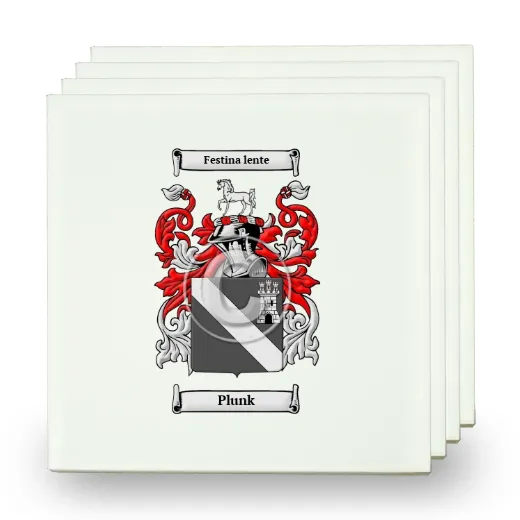 Plunk Set of Four Small Tiles with Coat of Arms