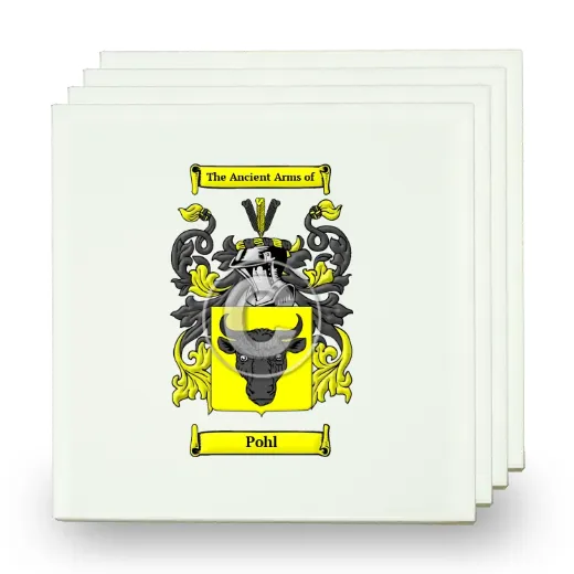 Pohl Set of Four Small Tiles with Coat of Arms