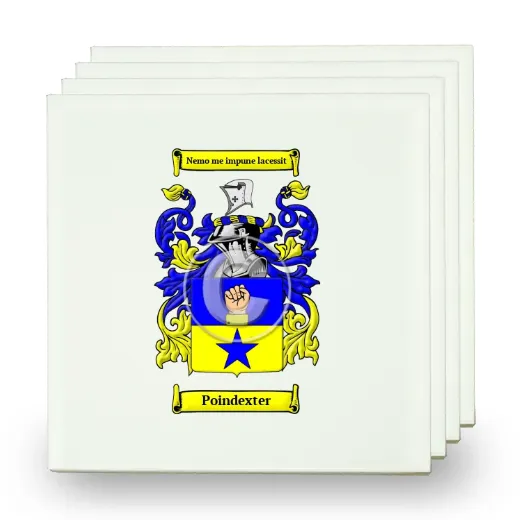 Poindexter Set of Four Small Tiles with Coat of Arms