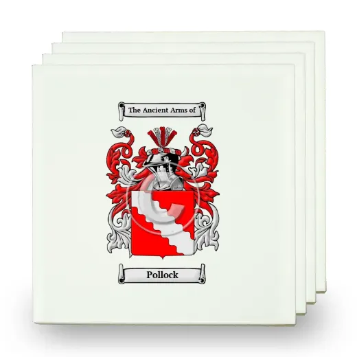 Pollock Set of Four Small Tiles with Coat of Arms