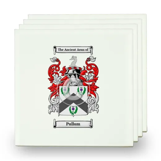 Pullum Set of Four Small Tiles with Coat of Arms