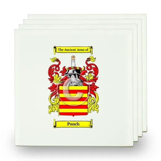 Punch Set of Four Small Tiles with Coat of Arms