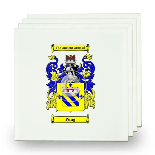 Pung Set of Four Small Tiles with Coat of Arms