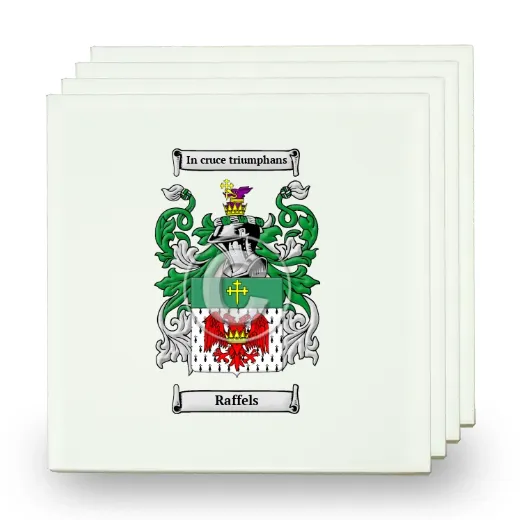 Raffels Set of Four Small Tiles with Coat of Arms