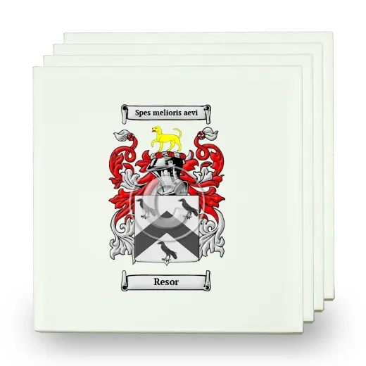 Resor Set of Four Small Tiles with Coat of Arms