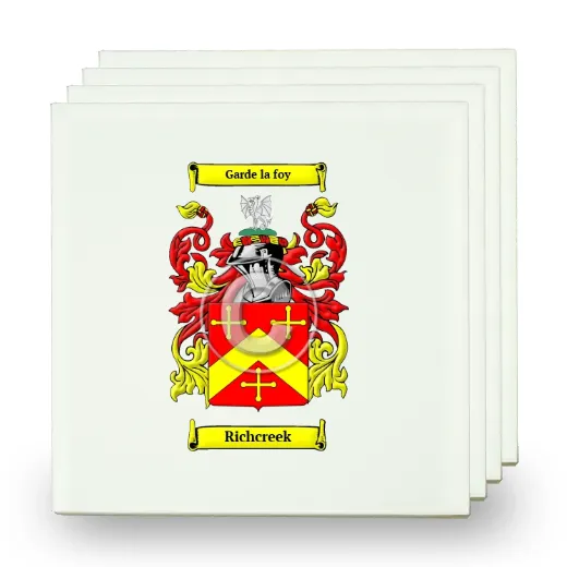 Richcreek Set of Four Small Tiles with Coat of Arms