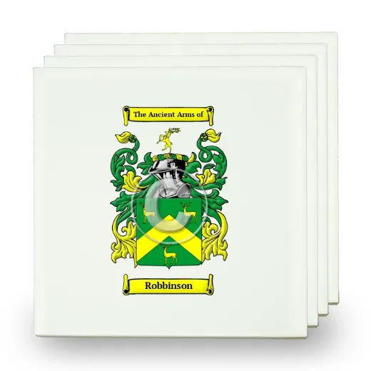 Robbinson Set of Four Small Tiles with Coat of Arms