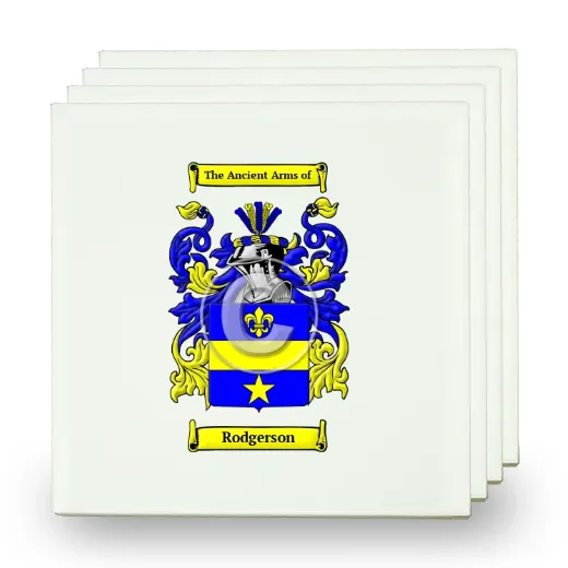 Rodgerson Set of Four Small Tiles with Coat of Arms