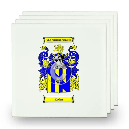 Rohn Set of Four Small Tiles with Coat of Arms