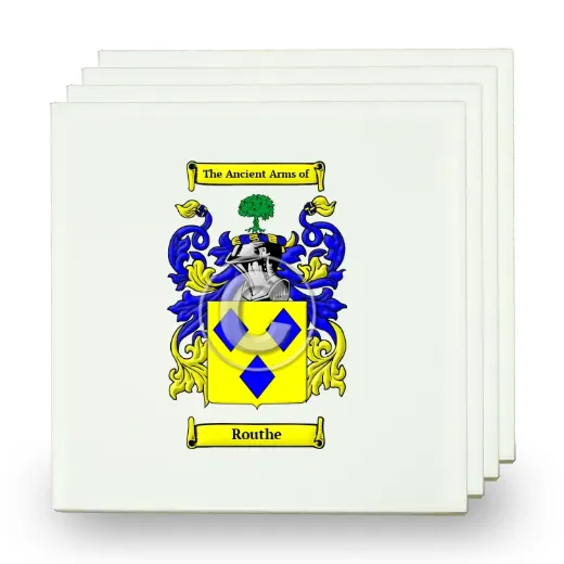 Routhe Set of Four Small Tiles with Coat of Arms