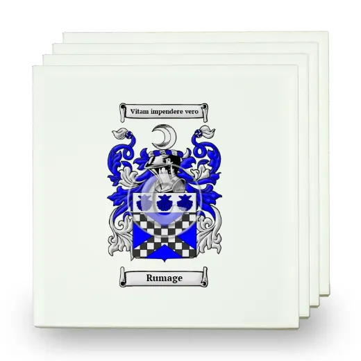 Rumage Set of Four Small Tiles with Coat of Arms