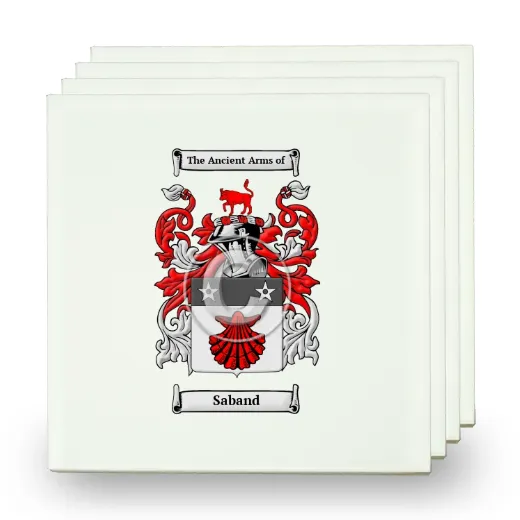 Saband Set of Four Small Tiles with Coat of Arms