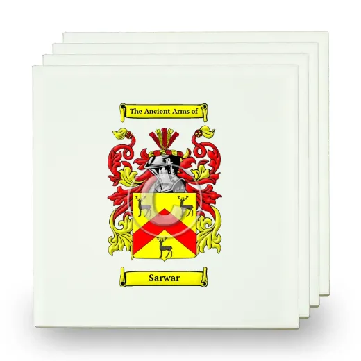 Sarwar Set of Four Small Tiles with Coat of Arms