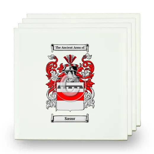 Sasur Set of Four Small Tiles with Coat of Arms