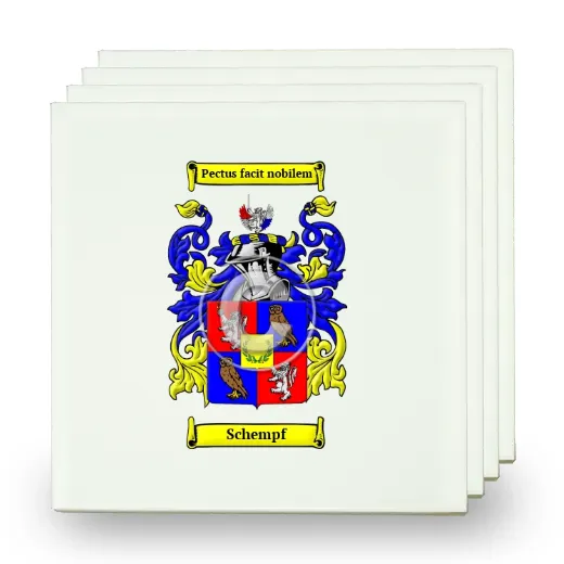 Schempf Set of Four Small Tiles with Coat of Arms