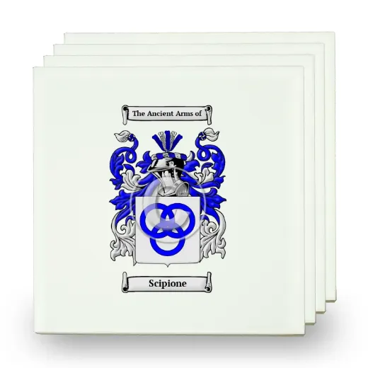 Scipione Set of Four Small Tiles with Coat of Arms