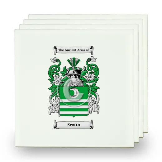 Scotto Set of Four Small Tiles with Coat of Arms
