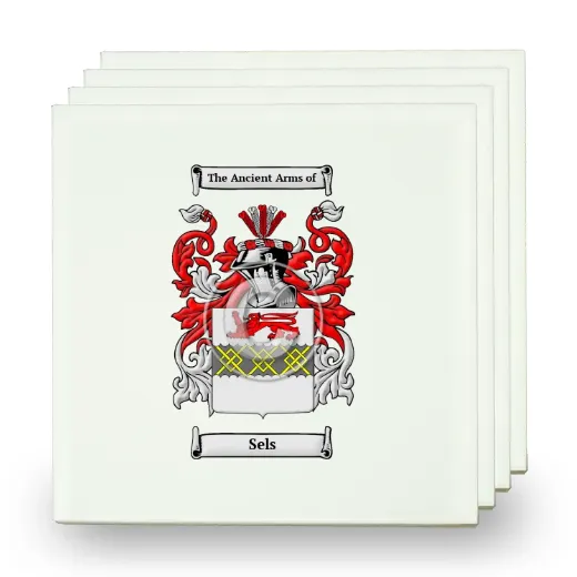 Sels Set of Four Small Tiles with Coat of Arms