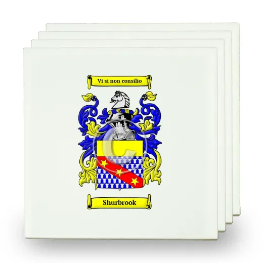 Shurbrook Set of Four Small Tiles with Coat of Arms