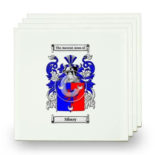 Sibary Set of Four Small Tiles with Coat of Arms