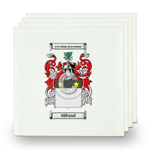 Sillvynd Set of Four Small Tiles with Coat of Arms