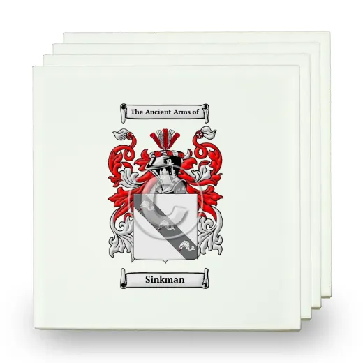 Sinkman Set of Four Small Tiles with Coat of Arms