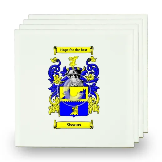 Sissons Set of Four Small Tiles with Coat of Arms