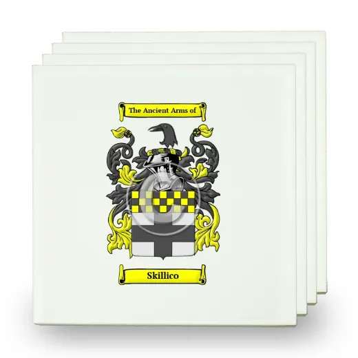 Skillico Set of Four Small Tiles with Coat of Arms