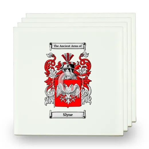 Slyne Set of Four Small Tiles with Coat of Arms