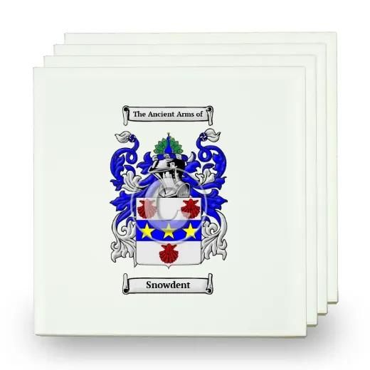 Snowdent Set of Four Small Tiles with Coat of Arms
