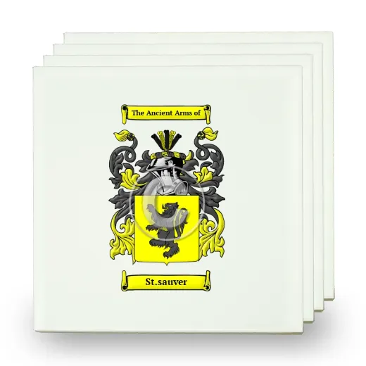 St.sauver Set of Four Small Tiles with Coat of Arms