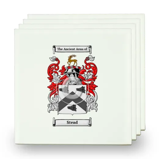 Stead Set of Four Small Tiles with Coat of Arms