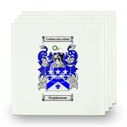 Stephenson Set of Four Small Tiles with Coat of Arms