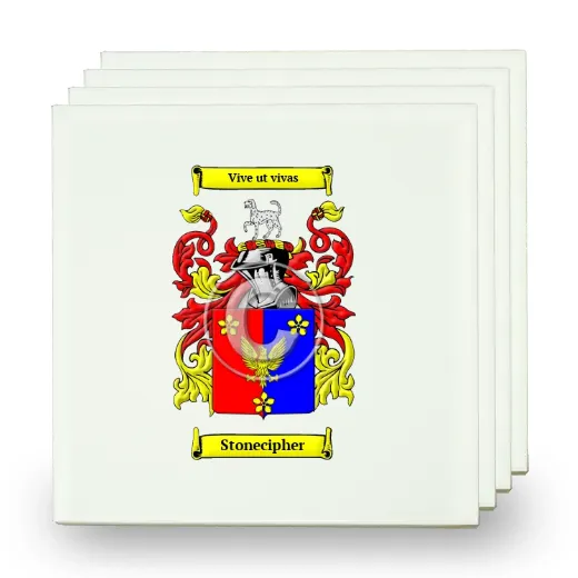 Stonecipher Set of Four Small Tiles with Coat of Arms
