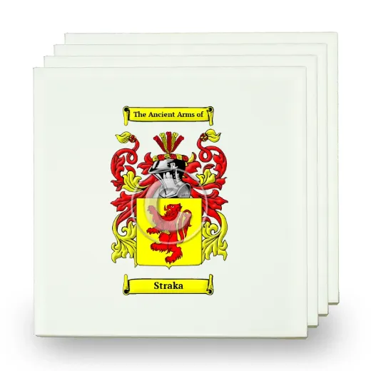 Straka Set of Four Small Tiles with Coat of Arms