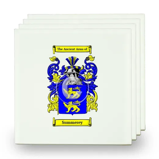 Summerey Set of Four Small Tiles with Coat of Arms