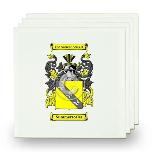 Summerscales Set of Four Small Tiles with Coat of Arms