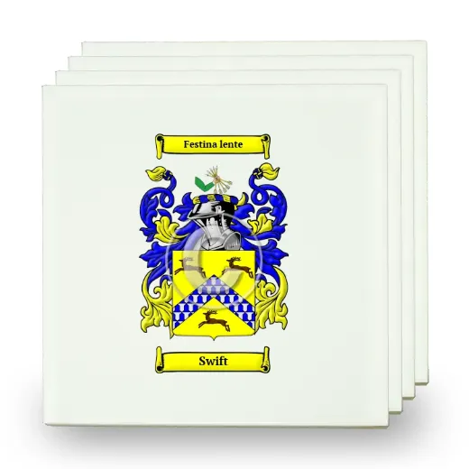 Swift Set of Four Small Tiles with Coat of Arms