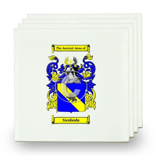 Swoboda Set of Four Small Tiles with Coat of Arms