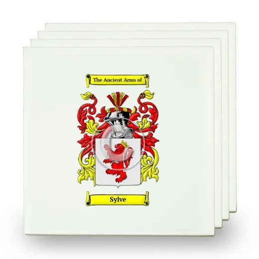 Sylve Set of Four Small Tiles with Coat of Arms