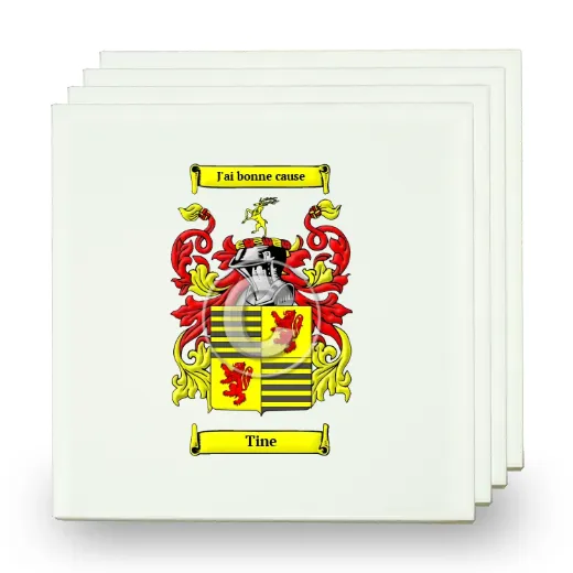 Tine Set of Four Small Tiles with Coat of Arms