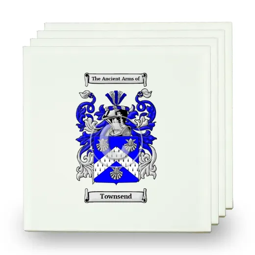 Townsend Set of Four Small Tiles with Coat of Arms