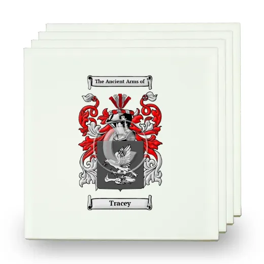 Tracey Set of Four Small Tiles with Coat of Arms
