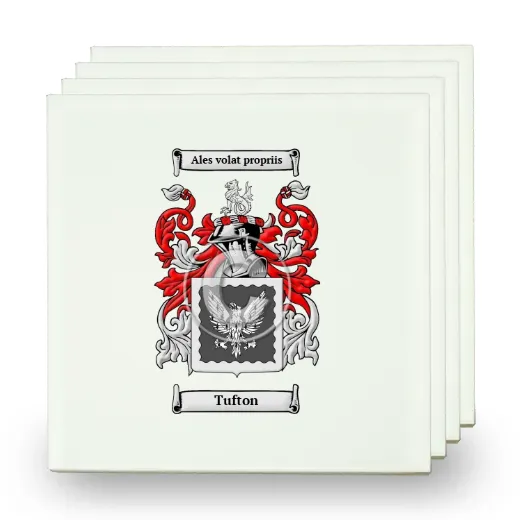 Tufton Set of Four Small Tiles with Coat of Arms